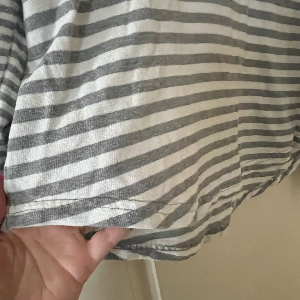 Chaps Gray and White Striped Cotton Hoodie Women’s Size Medium - Picture 6 of 16